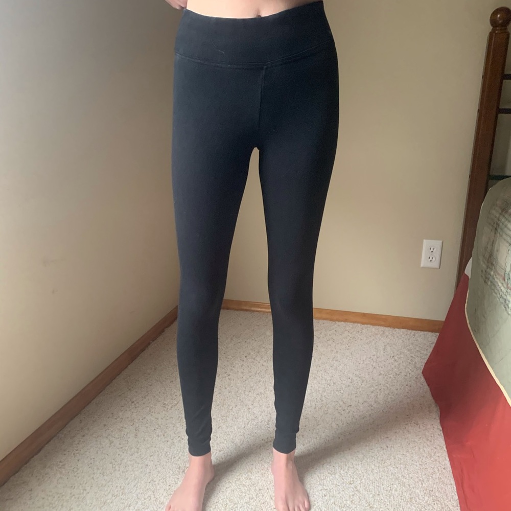 Pink black leggings.  Cotton